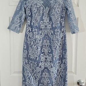 NWOT Women's Elegant Blue Lace Dress, Size 10